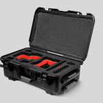 Angled View of a Red Raptor-X Black Color Carry-on Case with Custom Red Foam Insert