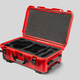 Angled View of a Red Raptor-X Red Color Carry-on Case with Custom Black Foam Insert