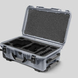 Angled View of a Red Raptor-X Silver Color Carry-on Case with Custom Black Foam Insert